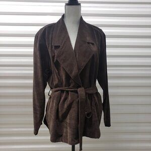 Monika Turtle Philadelphia Designer Brown Suede look Jacket NWT size Large